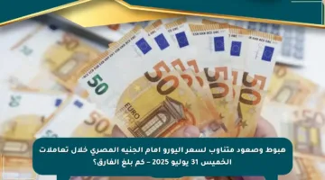 هبوط وصعود متناوب لسعر اليورو أمام الجنيه المصري خلال تعاملات الخميس 31 يوليو 2025 – كم بلغ الفارق؟